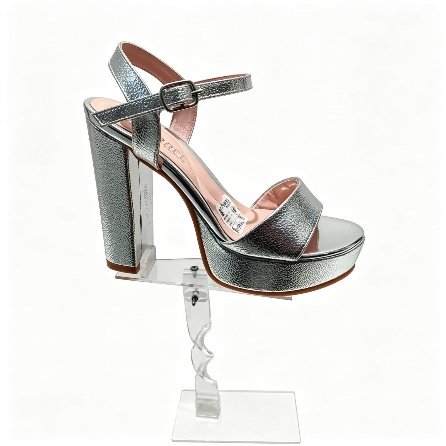 Sandalia plataforma plateado taco 9